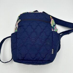 Cinda B Backpack Quilted Blue Geometric Medium Multi Pocket Nylon